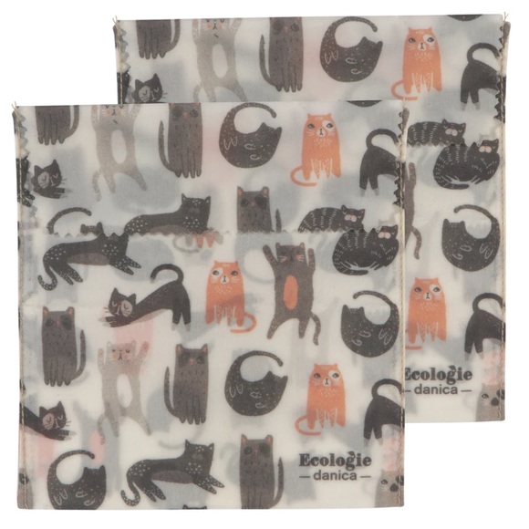 cat-lover gift bundle: beeswax sandwich bags/braided trivet/Swedish dishcloth - Picture 2 of 16